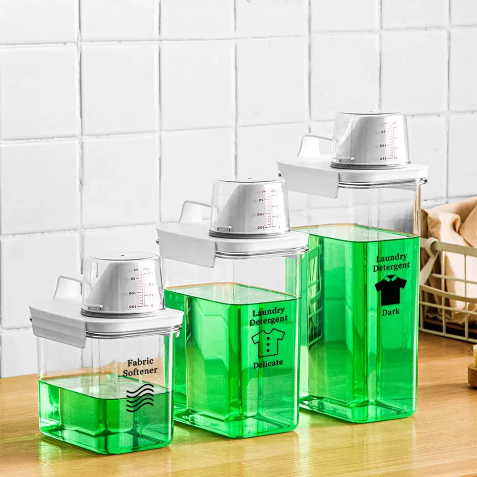 Liquid Soap Dispenser Multiuse Tvättpulver tvättmedel Dispenser matkorn Ris lagring behållare häll pip mätkopp tvättmedel ruta 231005