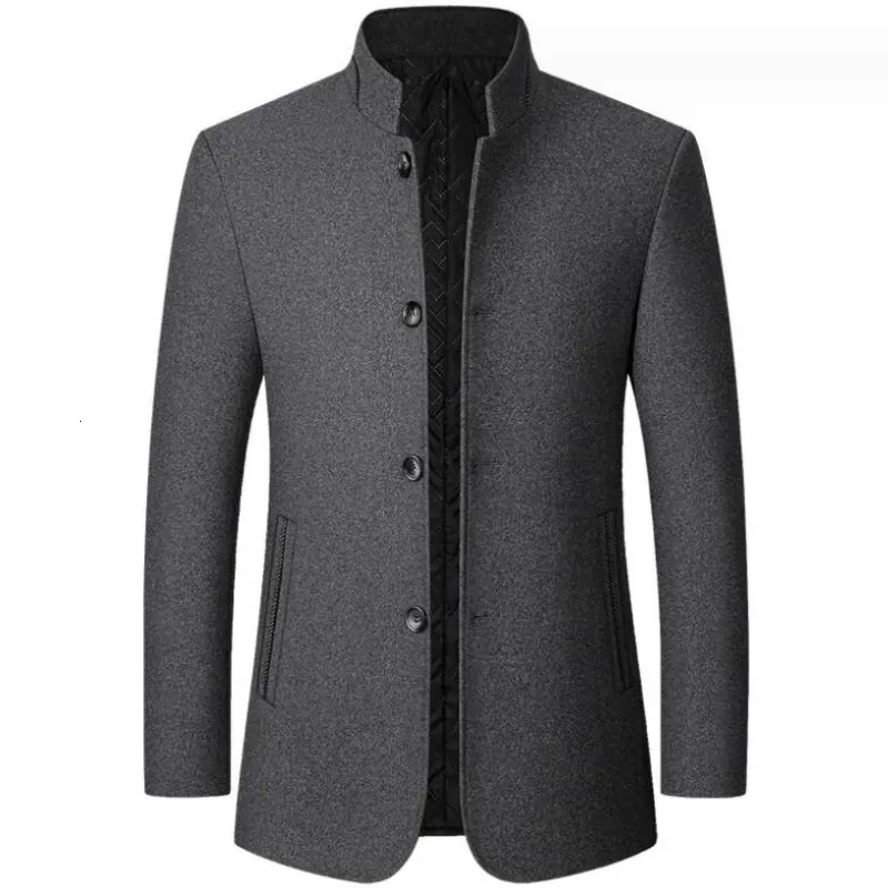 Mélanges de laine homme KAYOULAI manteau en mélange de laine hommes hiver mode pardessus mâle épaissir garder au chaud vestes Trench vêtements d'extérieur manteau en laine col montant 231005