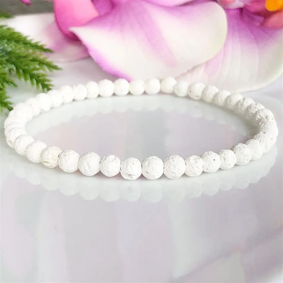 MG1049 White Lava Stone Bracelet Essential Oil Diffuser Bracelet Aromatherapy Jewelry Dainty Lava Bead Yoga Stretch Bracelet280k