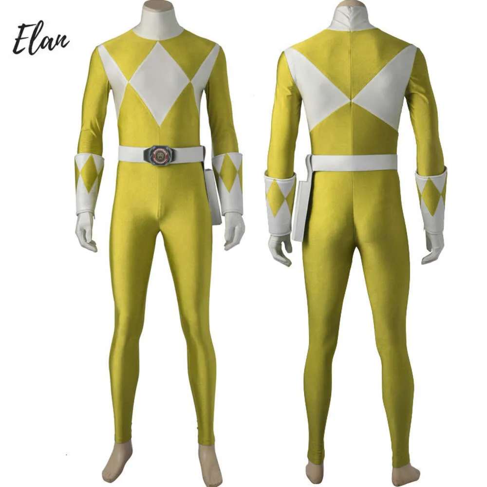 Żółty superbohater Cosplay Ranger Cosplay Cosplay Costume Man Bodysuit z buty i akcesoria Ranger Battes Bodysuit Hallowee Strój