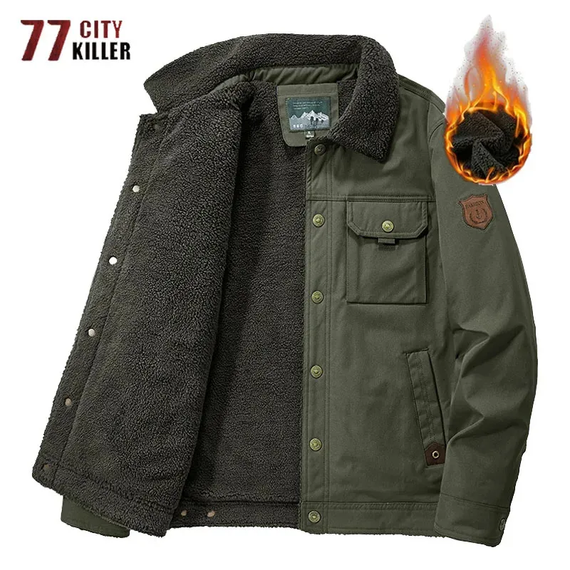 Mens Jackets Fashion Fleece Winter Thicken Warm Parkas Outdoor Casual Multiple Pockets Loose Coats Male Big Size 6XL 231005