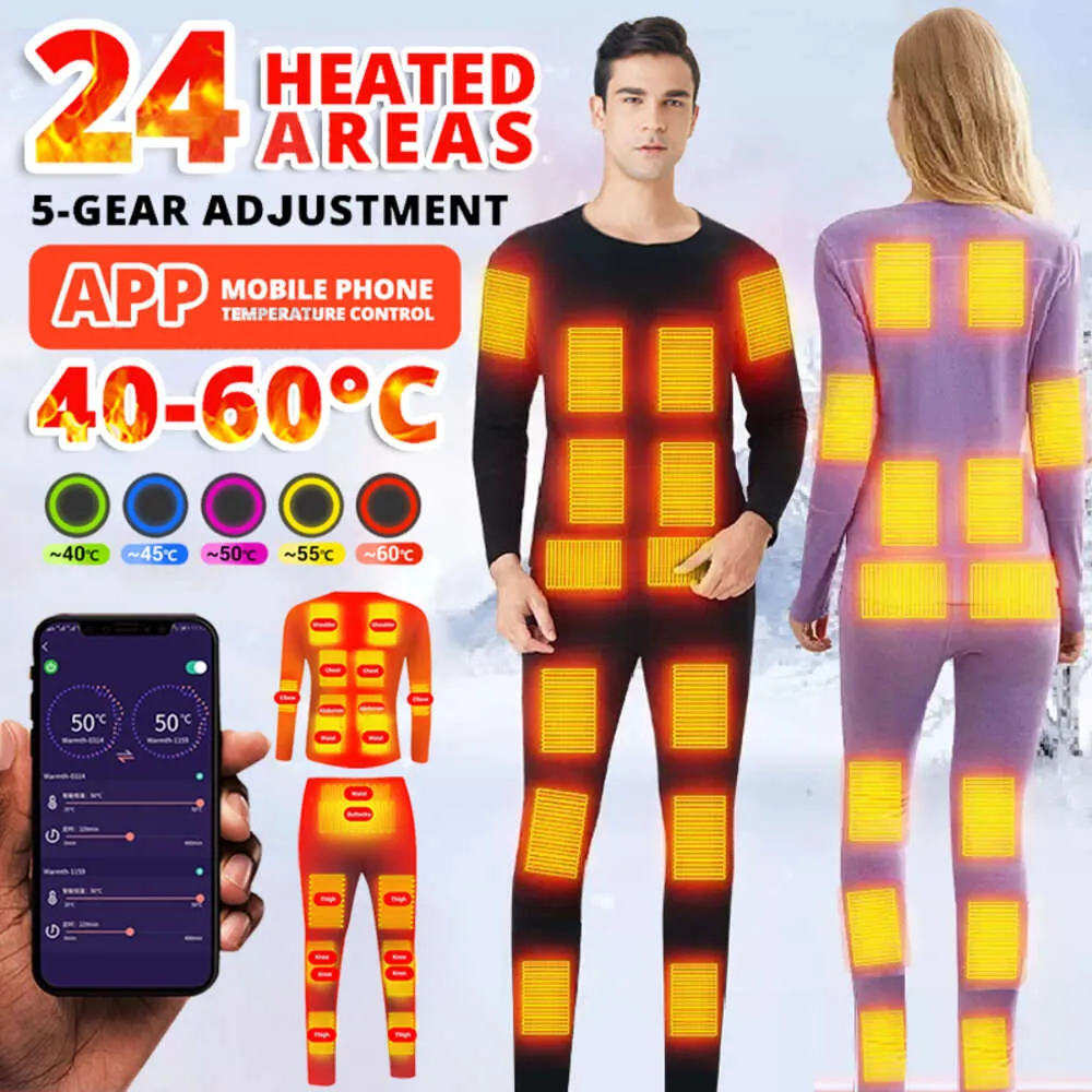 Sous-vêtements thermiques chauffés par zone, veste de costume chauffante, application de téléphone intelligent, contrôle de la température, alimenté par batterie Usb