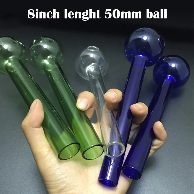 Stor storlek Great Pyrex Glass Oil Burner Pipe 20cm 8inch Lenght Od 50mm Ball Glass Tube Oil Nail Glass Pipe Wholesale