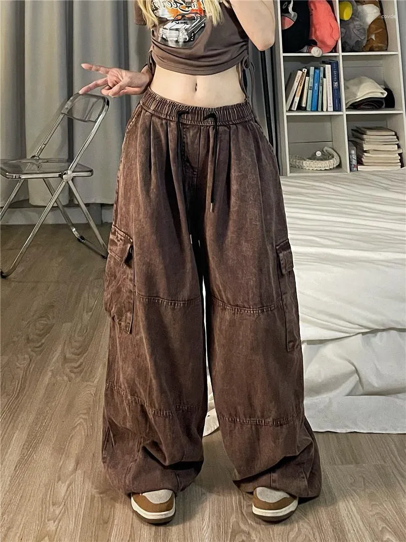 Damesbroeken M-XL 2023 Herfst Dames Casual Baggy Losse wijde pijpen Volledige lengte broek Pantalones Vintage overalls Vloerlengte