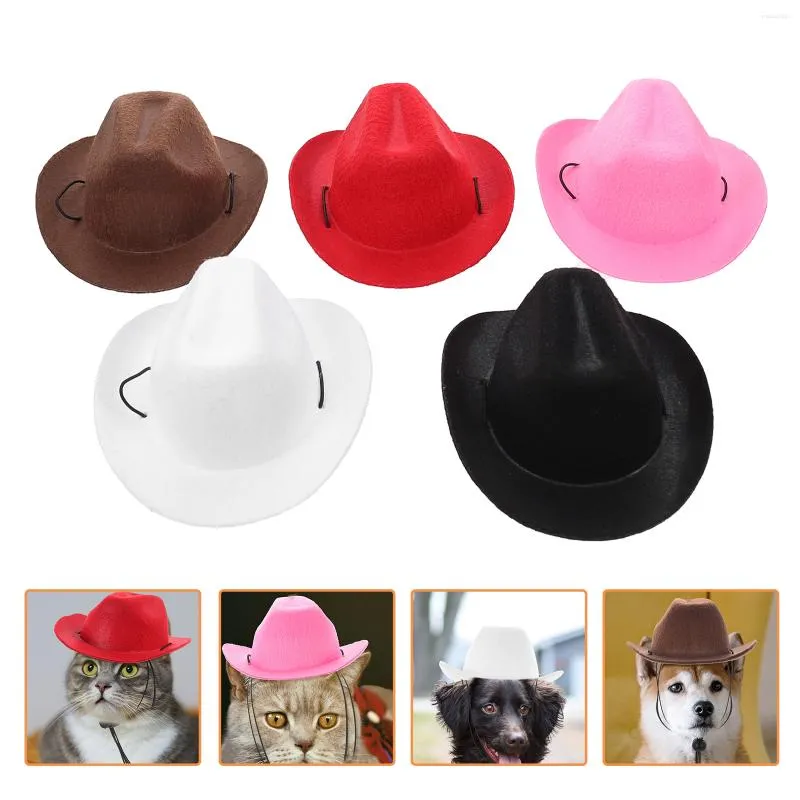 Vêtements pour chiens 5pcs chapeaux de chat de ménage cowboy accessoire de chiot décoratif