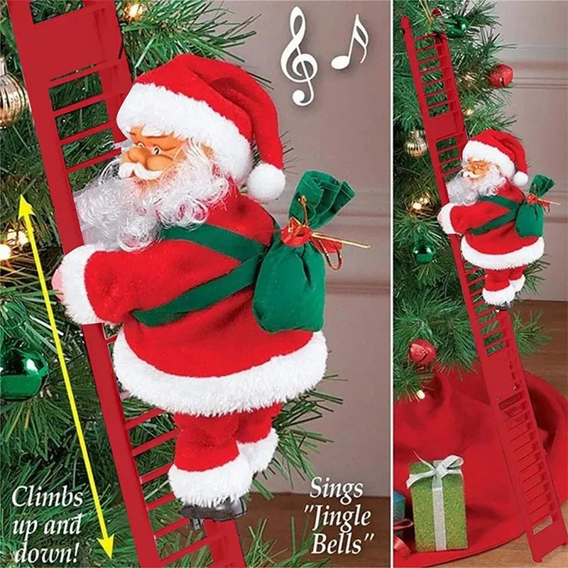 Decorações de Natal Enfeite de Natal Decoração Escada de Escalada Elétrica Música Papai Noel para Casa Árvore de Natal Pendurada Decoração Ano Presente 231005