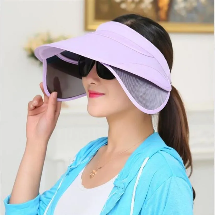 Chic Womens Sun Visor Hat  With Wide Brim, Retractable Visor