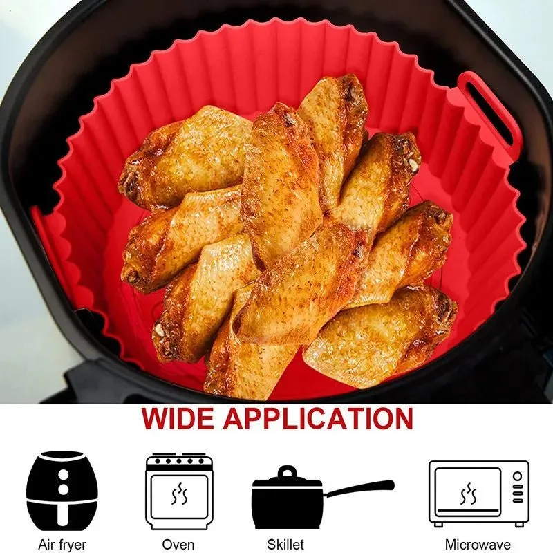 Silicone Basket Pot Tray Liner For Air Fryer Oven Accessories Pan Baking Mold Pastry Bakeware Kitchen Novel Shape Reusable LX5151