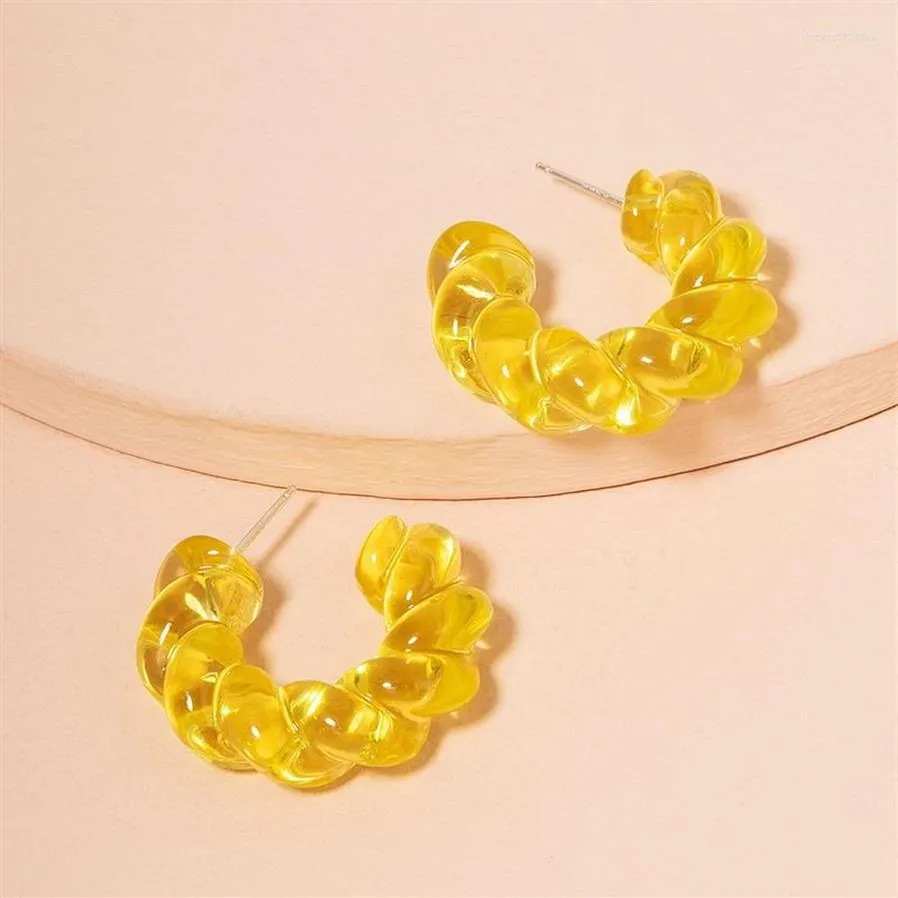 Boucles d'oreilles cerceau UJBOX mode vert jaune résine acrylique pour femmes Texture fête vacances accessoires entier Bulk245S