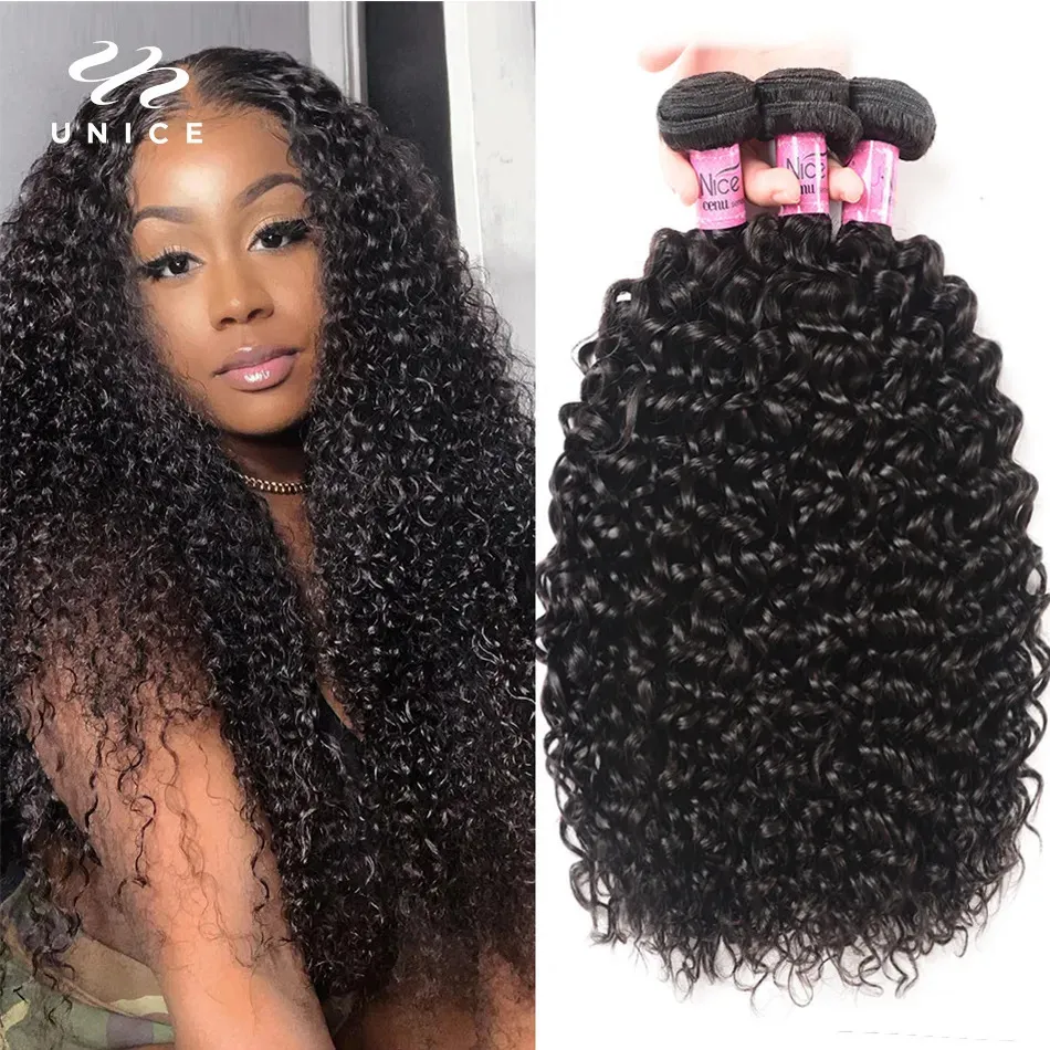 Lace Wigs UNice Hair 100% Curly Weave Human Bundles Remy 826" Brazilian Natural Color 10A 34 Deal 231006