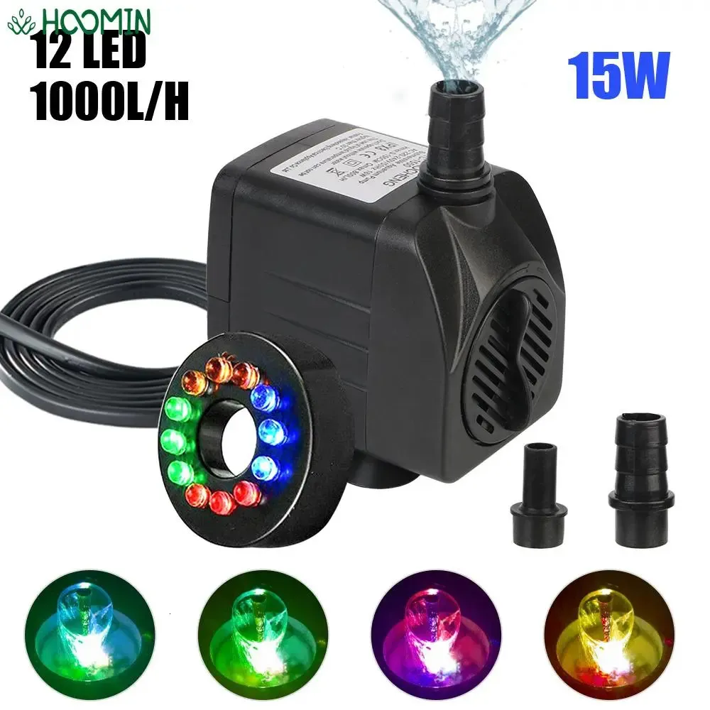 Tuindecoratie Ultrastille waterpomp met 12 LED-verlichting voor tuin Aquarium Aquarium Vogelbadfontein met netsnoer Dompelfontein 231005