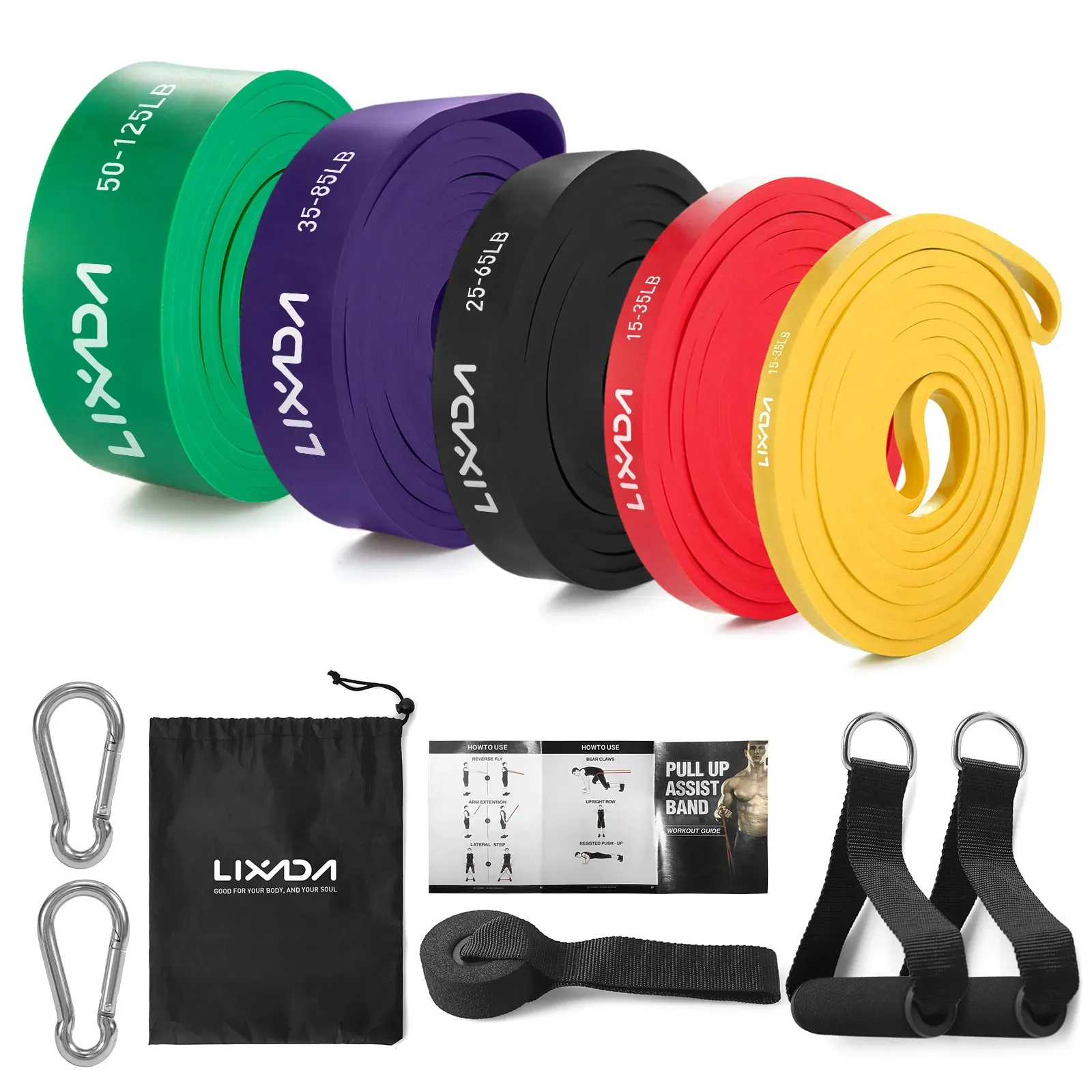 Fit Simplify Pull Up Assist Bands – 4-Resistance Level Set With Carrying Pouch