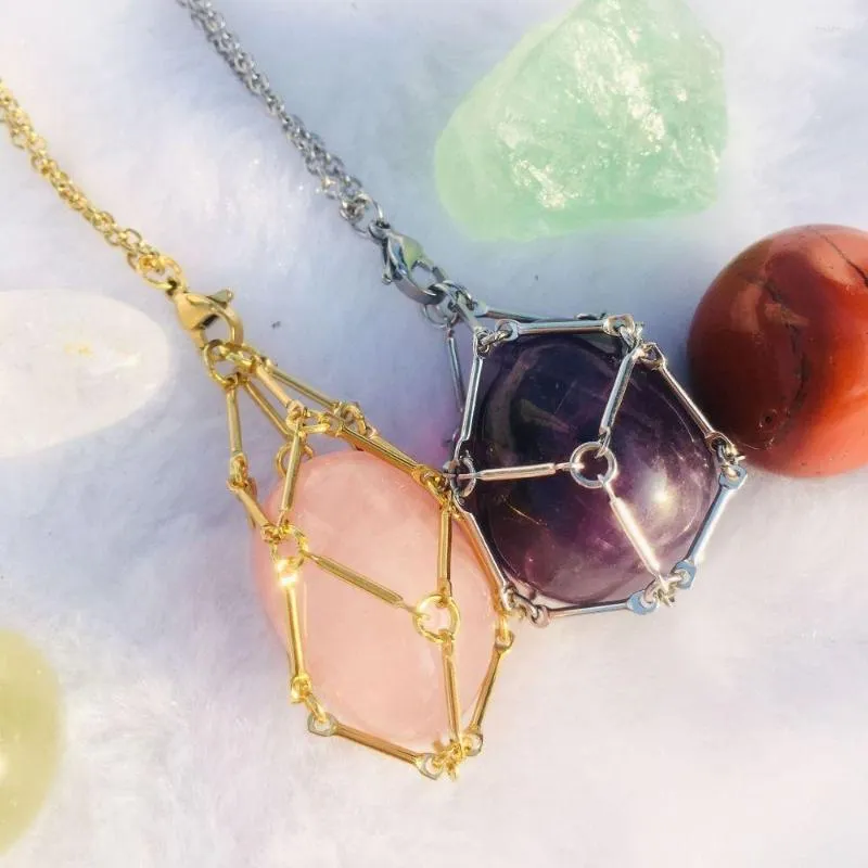INTERCHANGEABLE CRYSTAL HOLDER Cage Necklace Stone Holder Necklace