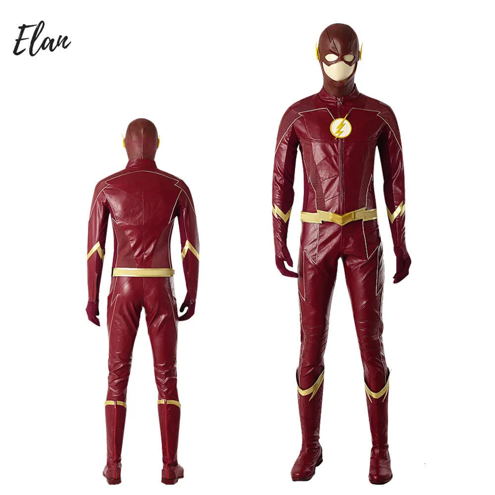 Halloween homem traje de couro barry allen cosplay traje zentai terno carnaval halloween costumecosplay