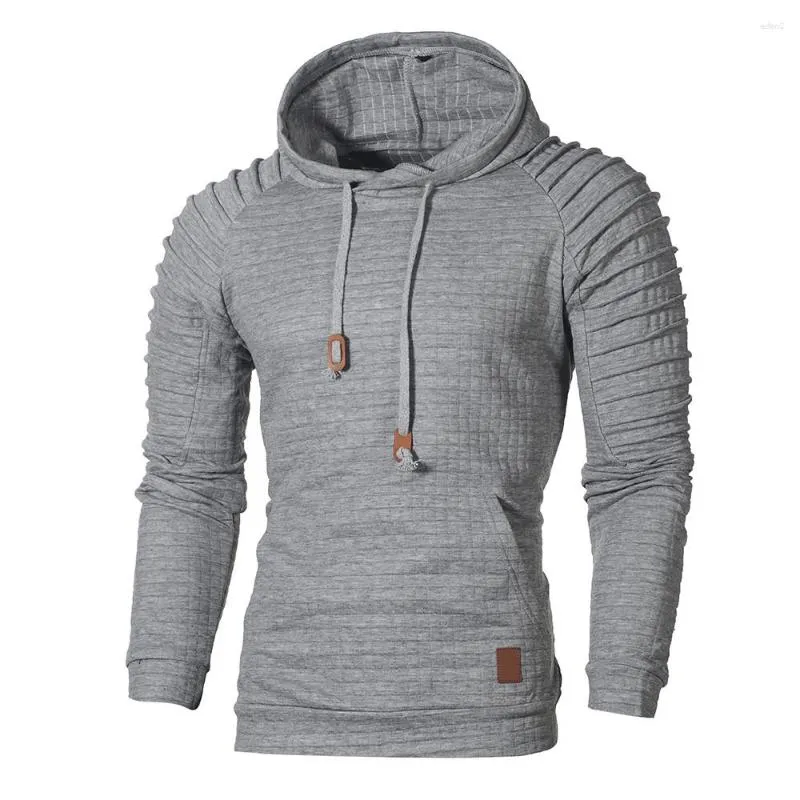 Felpe con cappuccio da uomo Solid Plaid Felpa con cappuccio Manica lunga Tee Autunno Felpa con cappuccio Camicetta coreana maschile Top 2023 Pullover Fitness palestra