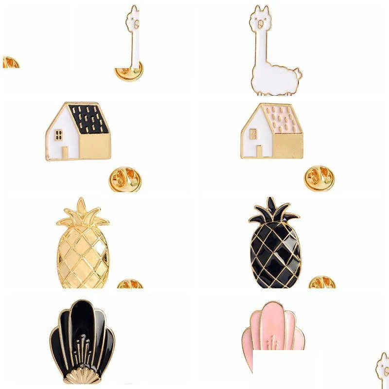 Pins Broches Pins Ananas Alpaca Vos Bloemen Huizen Vormige Mode-sieraden Accessoires Vrouwen Geschenken Drop Delivery