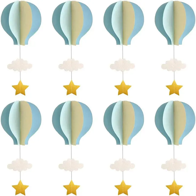 Other Event Party Supplies 8/4 Pcs Pastel Blue Large Size Air Balloon Garland Decor Paper Cloud Air Balloon Hanging Birthday Baby Shower Decoration 231005