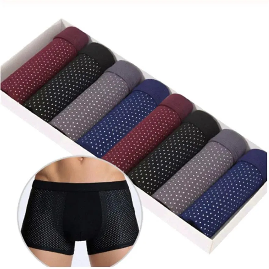 8 pz / lotto Plus size Boxer Uomo Pantaloncini in fibra di bambù Mutande Uomo Fresco e confortevole Boxer traspirante Intimo266I