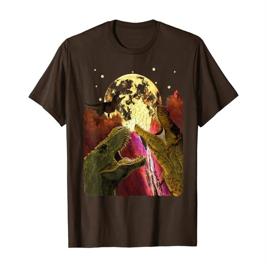 ユーモアTシャツ面白い3つの恐竜Howling Moon T-Rex T-Shirt2076