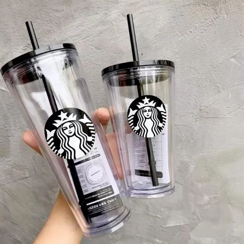 Starbucks Cold Cup Clear Venti Tumbler Traveller con logo in paglia verde - 16 oz 24 oz229y