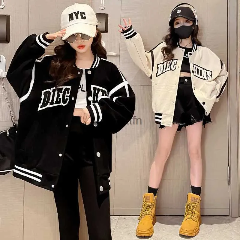 Men's Jackets 2023 Autumn WINTER Girls Boys clothes strped letter Jacket Kids Teens sports baseball Child Outwear Coats 6 7 8 9 10 11 yearL231006