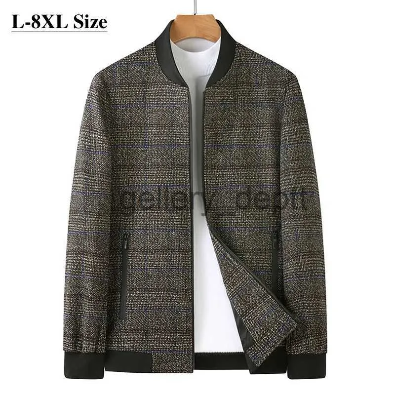 Mélanges de laine pour hommes 8XL 7XL 6XL surdimensionné automne hiver manteau en laine pour hommes mode veste de Baseball en vrac décontracté grande taille marque vêtements Streetwear J231006