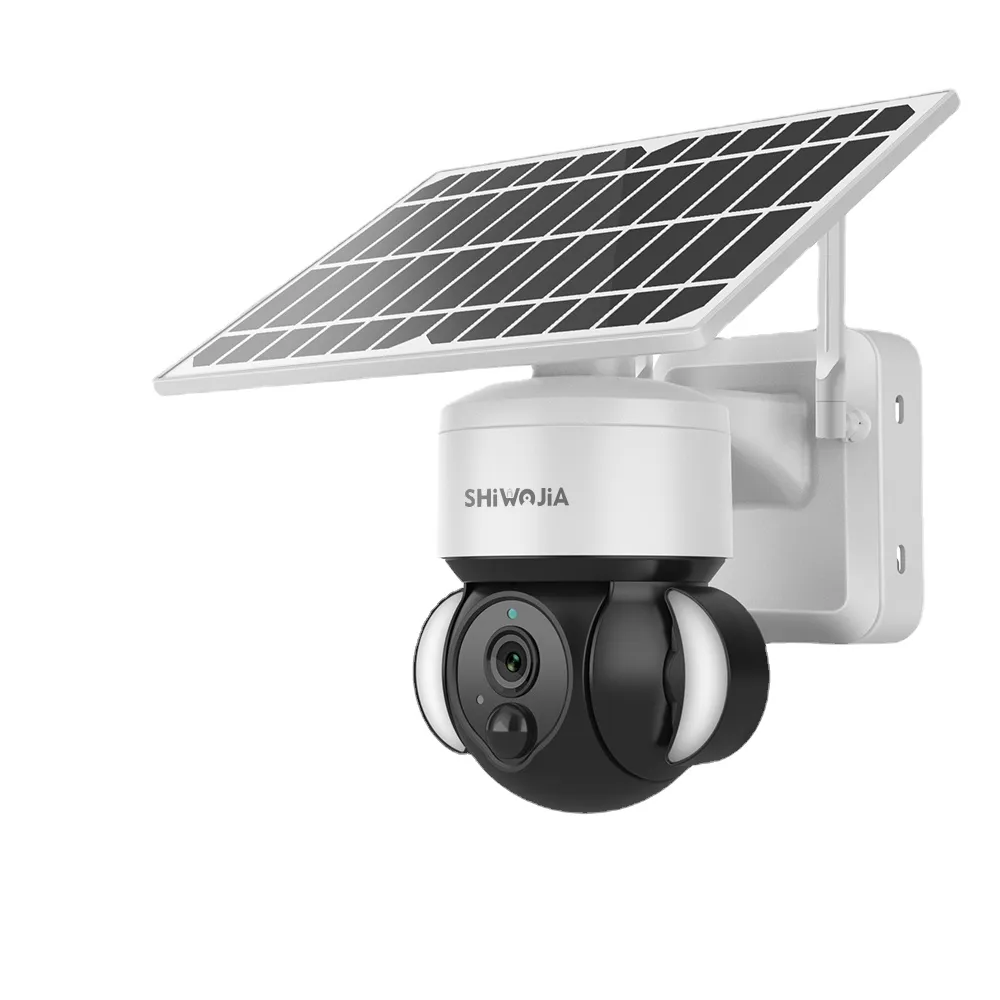 Shiwojia 4MP WiFi Solar Camera Wireless Outdoor Security Camera Pir Human Detect Solar Panel CCTV Byggt i 12000mAh Bateries