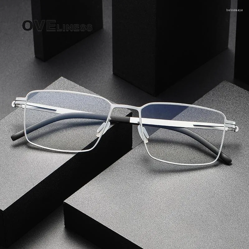 Montature per occhiali da sole 2024 Occhiali senza viti Occhiali da vista Telaio Donna Quadrato Miopia Ottica Danimarca Occhiali coreani Uomo Titanio