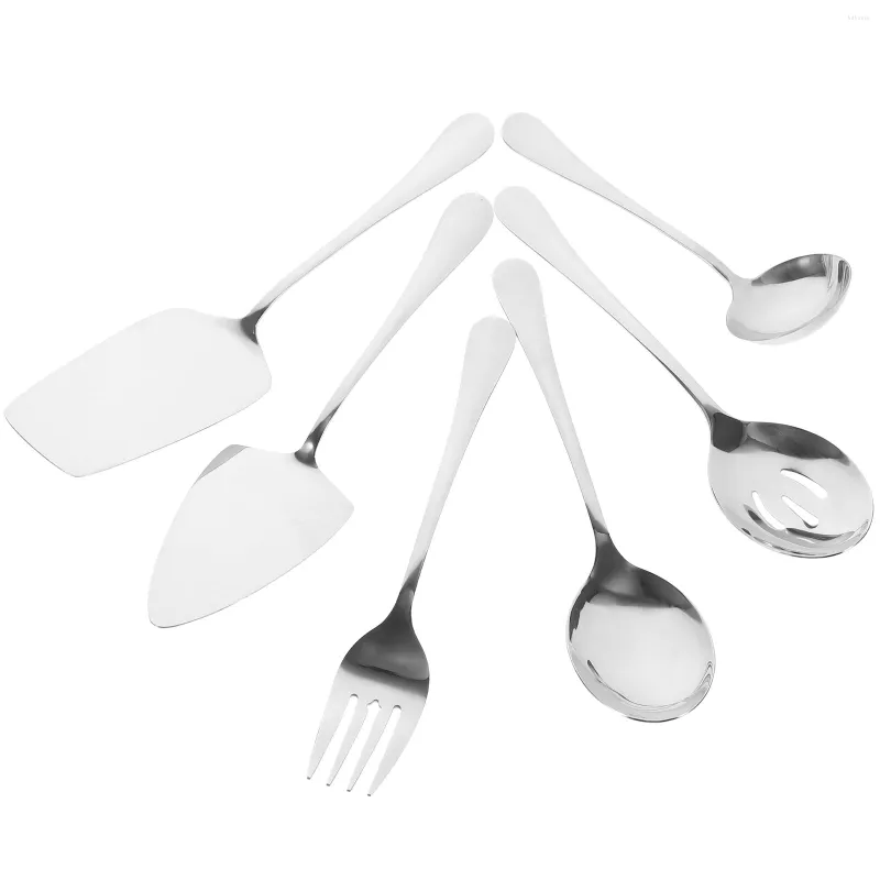 Flatware Sets 6 Pcs Dishwasher Party Stainless Steel Tableware Buffet Serving Spoons Parties Utensils Large Ladles Banquet