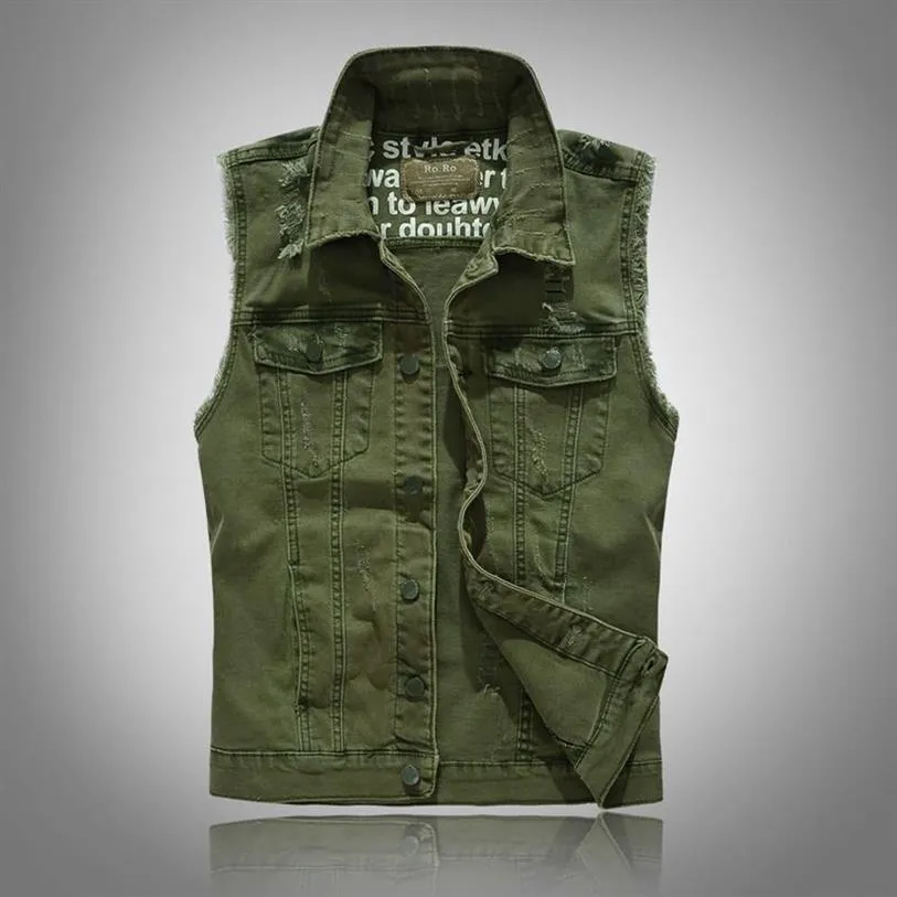 2020 Nieuwe Vesten Slim Fit Cowboy Mannelijke Jas Vest Gescheurd Denim Vest Heren Jas Mouwloos Casual Vest Heren Jean jas Gre324q