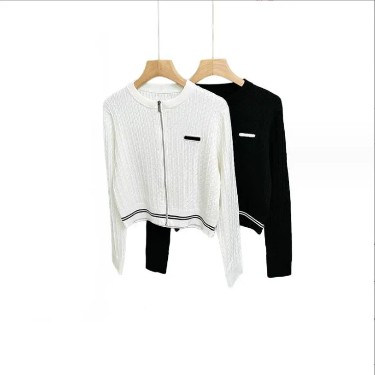 1007 L 2023 Runway Autumn Women's Sweaters Long Sleeve Crew Neck Neck Cardigan Black White Womens Xue