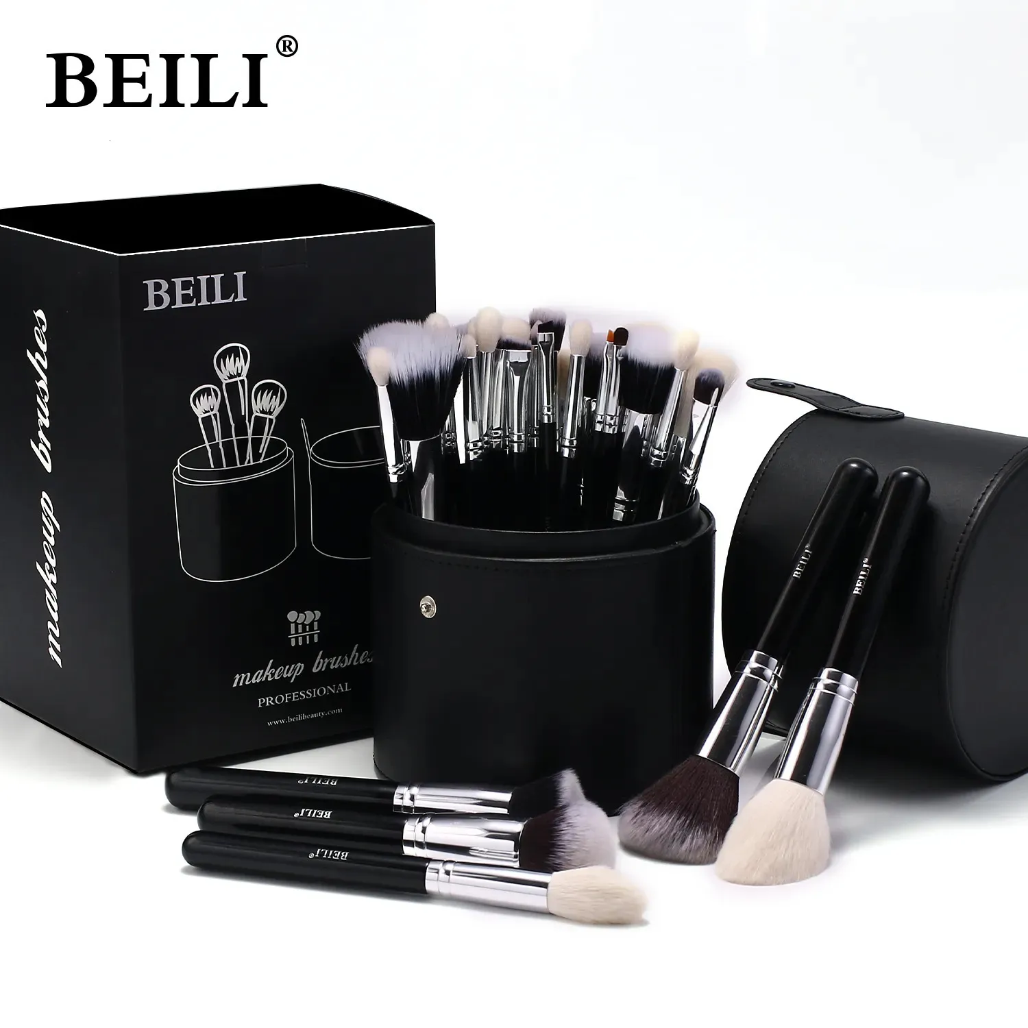 Outils de maquillage BEILI pinceaux professionnels de haute qualité pour fond de teint poudre Contour fard à paupières ensemble de mélange avec étui 231006