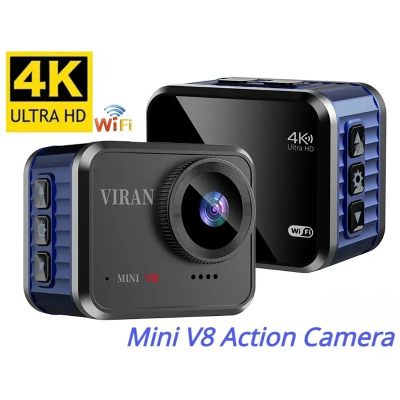 Hava Durumu Kameraları WiFi Mini Eylem Kamerası V8 4K HD 60 FPS Uzaktan Kumanda Ekranlı Su Geçirmez DV Sport Kameraları Kayıt Cihazı Kablosuz Webcam 231007