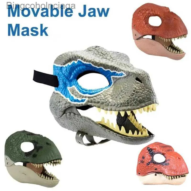 Tematdräkt Halloween Dinosaur Mask Play Props Jurassic World Raptor Dinosaur Mask Halloween Cosplay Come For Kids Festival Carnival Giftl231008