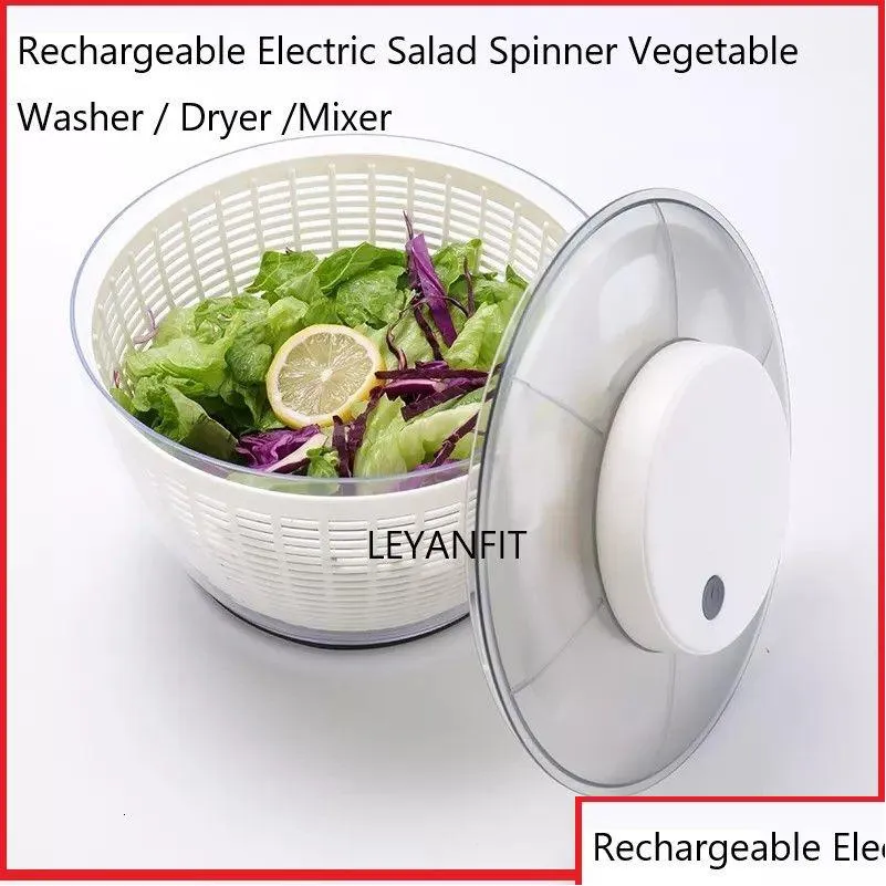 과일 야채 도구 Matic Electric Salad Spinner 음식 스트레이너 제작 도구 mtifunctional 와셔 건조기 믹서 드롭 배달 홈 dhnhh