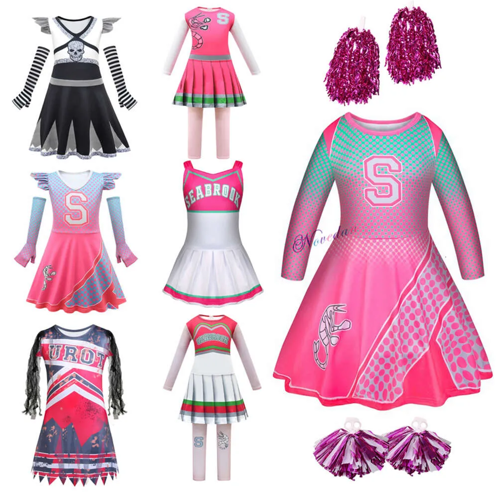 Meisjes Carnaval Halloween Cheerleader Kostuum Cosplay Kids Zombie Addison Outfit Fancy Dress Cheer Uniform Kostuum Kledingcosplay