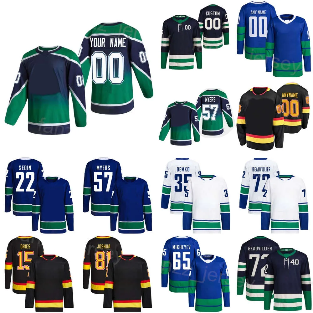 UOMINO DOMENA BAMBINI Hockey 72 Anthony Beauvillier Maglie 57 Tyler Myers 15 Sheldon Dries 22 Daniel Sedin 65 Ilya Mikheyev 81 Dakota Joshua 35 Thatcher Demko tutto cucito