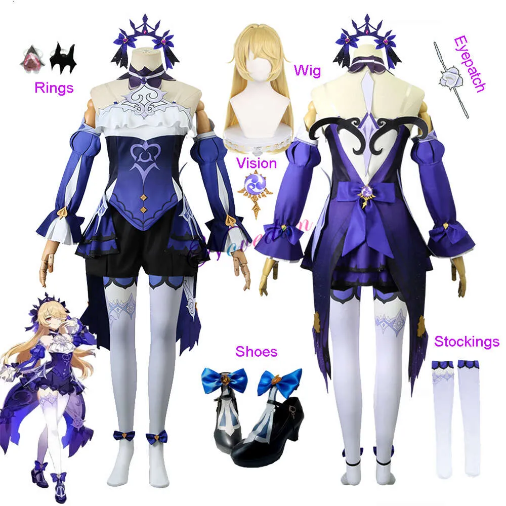 Genshin Impact Fischl Immernachtstraum Cosplay Kostuum Nieuwe Huid Ein Fischl Cosplay Meid Jurk Schoenen Pruik Anime Halloween Costumecosplay