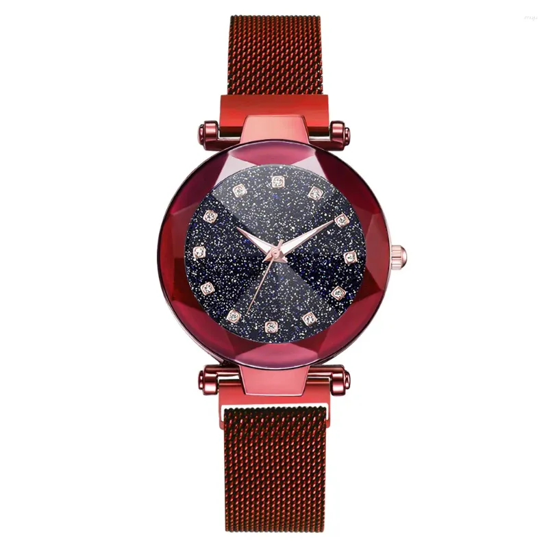 Montres-bracelets femmes montre à quartz filles étudiants strass boucle magnétique bracelet étoile ciel conception montre-bracelet