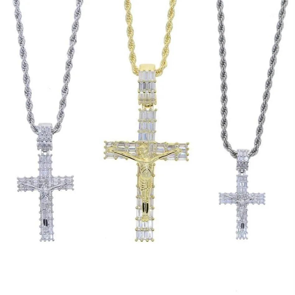 Chains Fashion Female Cross Pendants Drop Gold Silver Color Crystal Pendant Necklace Jewelry For Men Women Whole286V