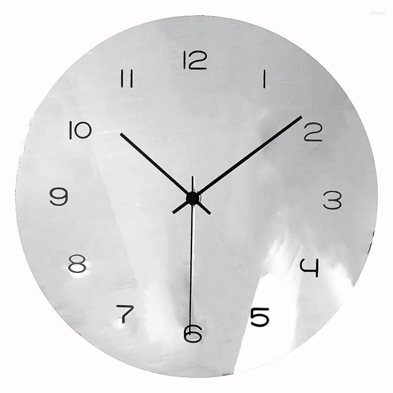 Horloges murales Argent Acrylique Miroir MDF Bois Horloge Personnalisé Créatif