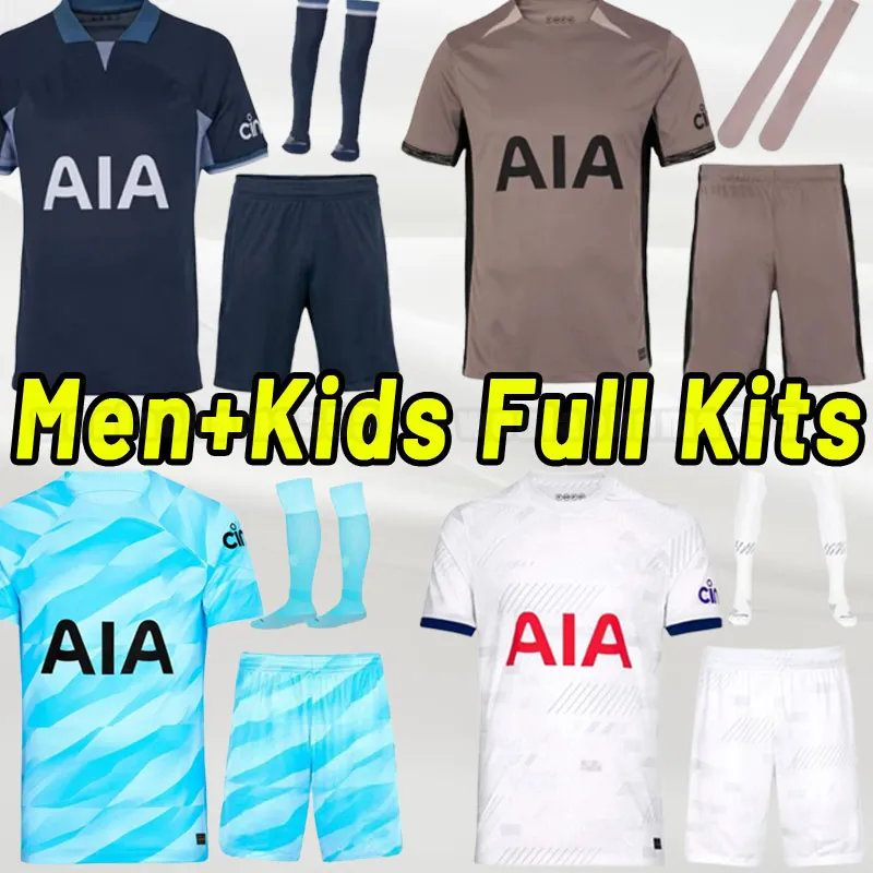 Full Set New Kane Son 23 24 Soccer Jerseys Kulusevski Richarlison Perisic Pedro Porro 2023 2024 Danjuma Romero Football Kit Shirt Spurs Unifomrs målvakt Män barn