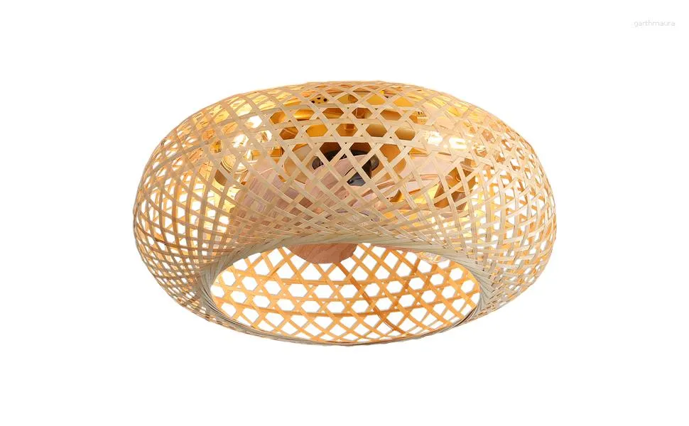 Ceiling Lights Fan (with Light) Rattan Cage Light And Remote Control) For Bedroom Kitchen Dining Room.