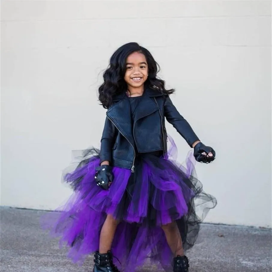 Purple Black Swallow tail Girl long Tutu Skirt Lovely Princess Girls Birthday Skirts Po ball gown costume Kid Party clothing 22021284x