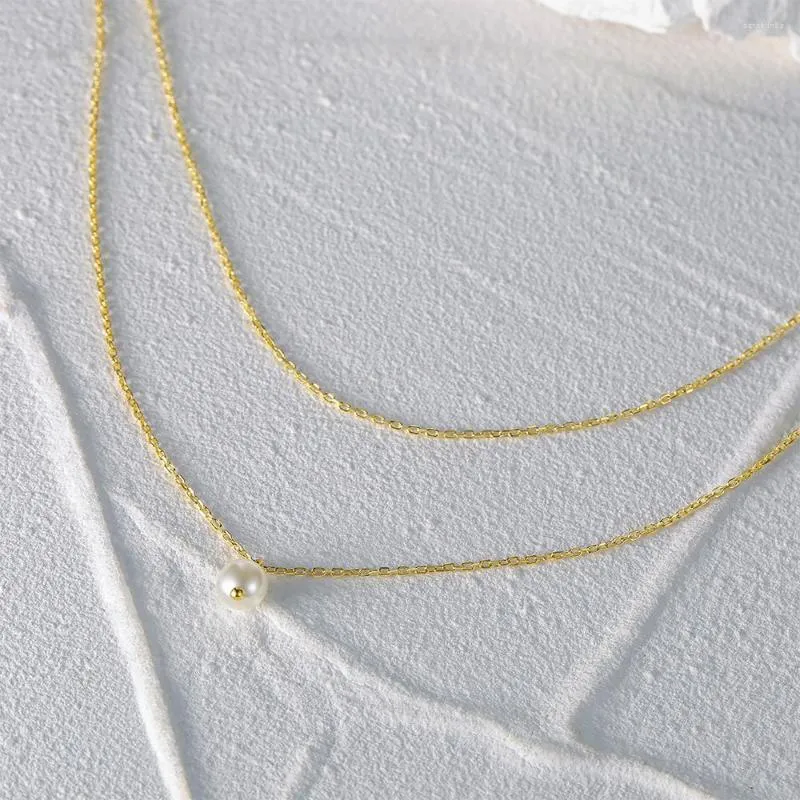 Pendentifs BOAKO 925 colliers en Argent Sterling pour femmes Double couche chaîne de base de mariage perle empilée Collier Collier Argent