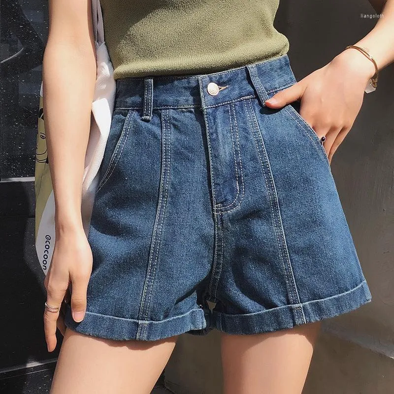 Vrouwen Shorts Sexy 2023 Zomer Hoge Taille Koreaanse Mode Wijde Pijpen Losse Kaki Denim Y2k Vrouwelijke Casual Soild