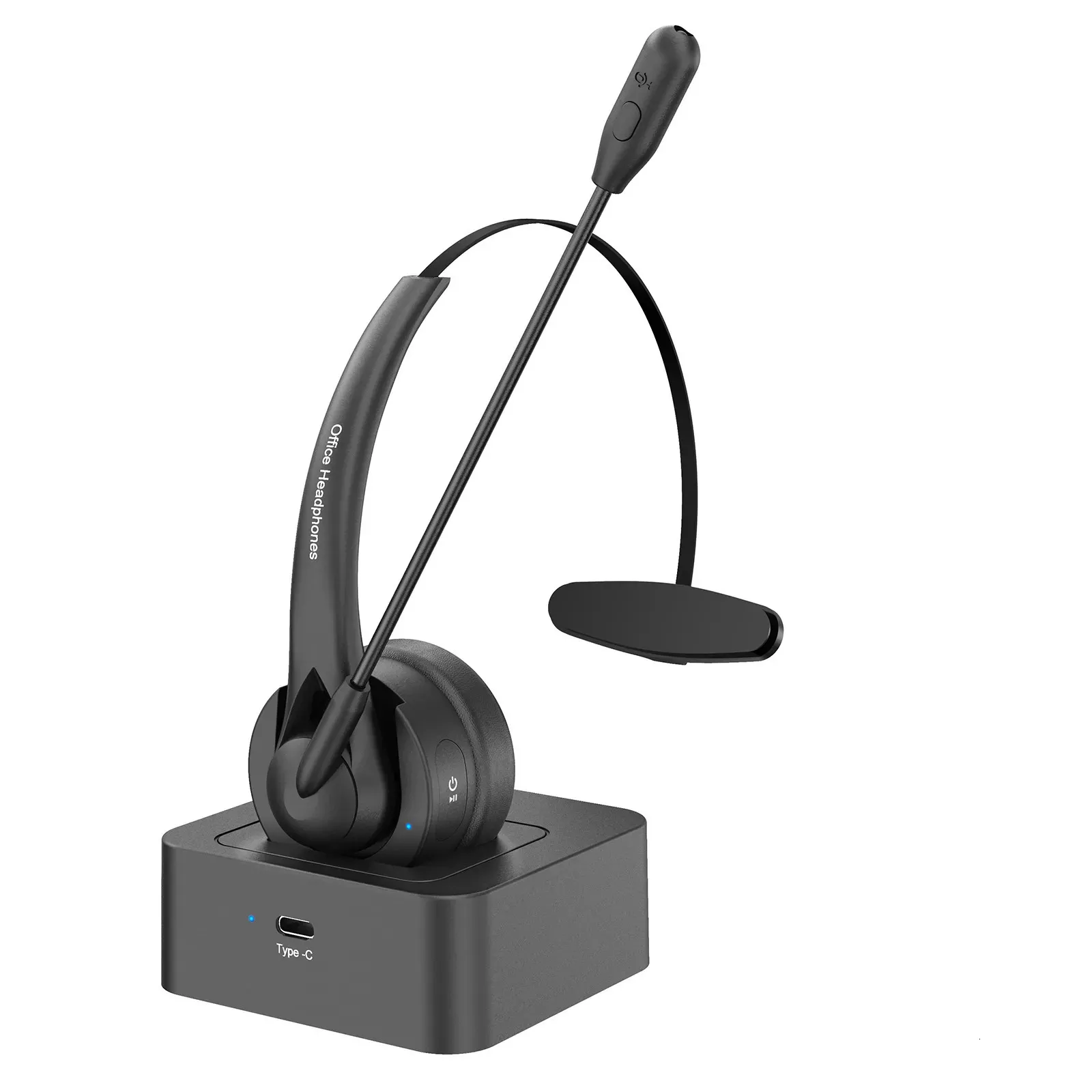 Headsets On Ear Headset BT 5 2 Wireless Headphones Call Center Earphone w Noise Cancelling Microphone Adjustable Headband Volume Control 231007