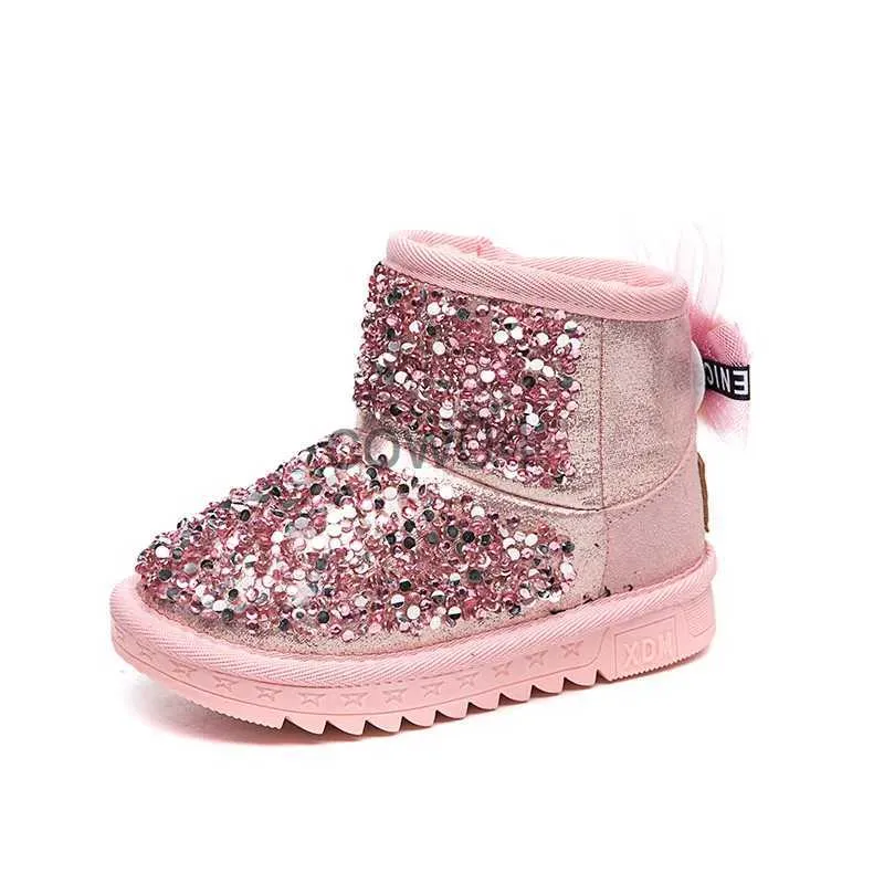 Laarzen CUZULLAA Kids Meisjes Mode Pailletten Enkellaarsjes Hoge Schoenen Kinderen Meisjes Winter Pluche Voering Snowboots Maat 22 37 x1007