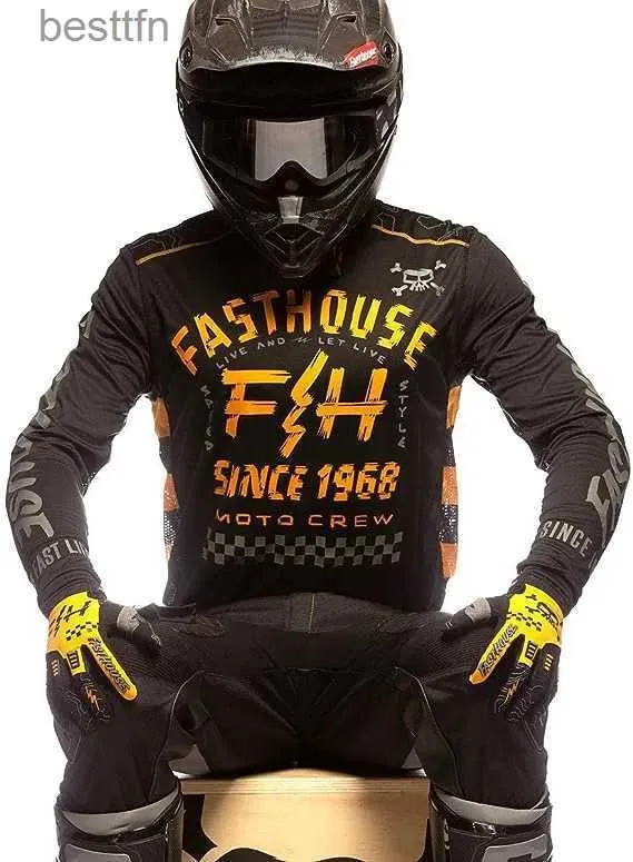 Others Apparel Black Amber Motocross Gear Set Pants Combo MX ATV Racing Set Off Road Set With Pocket Dirt Bike Racing Clothing FHL231007