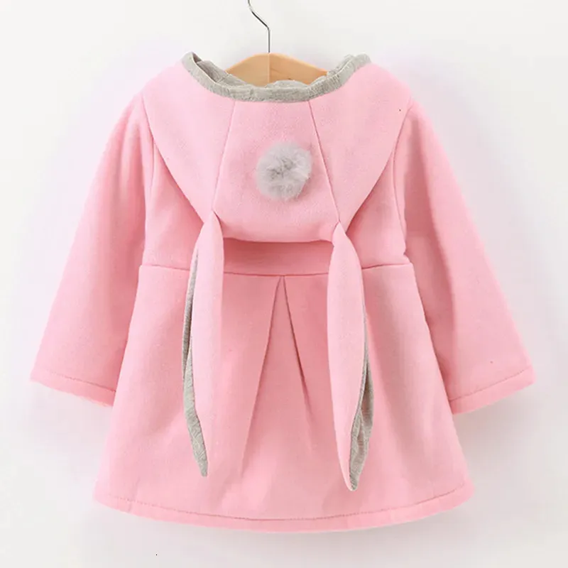 Jackor Spring Autumn Baby Kid Girls Jackets Rabbit Ear Cotton Winter Ytterkläder Children Hooded Coats 1 2 3 4 5 Year Old Toddler kläder 231007